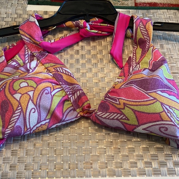 NWT BECCA BY REBECCA VIRTUE PSYCHEDELIC BLAKE SHIRRED HALTER TOP IN SIZE LARGE - Picture 5 of 10